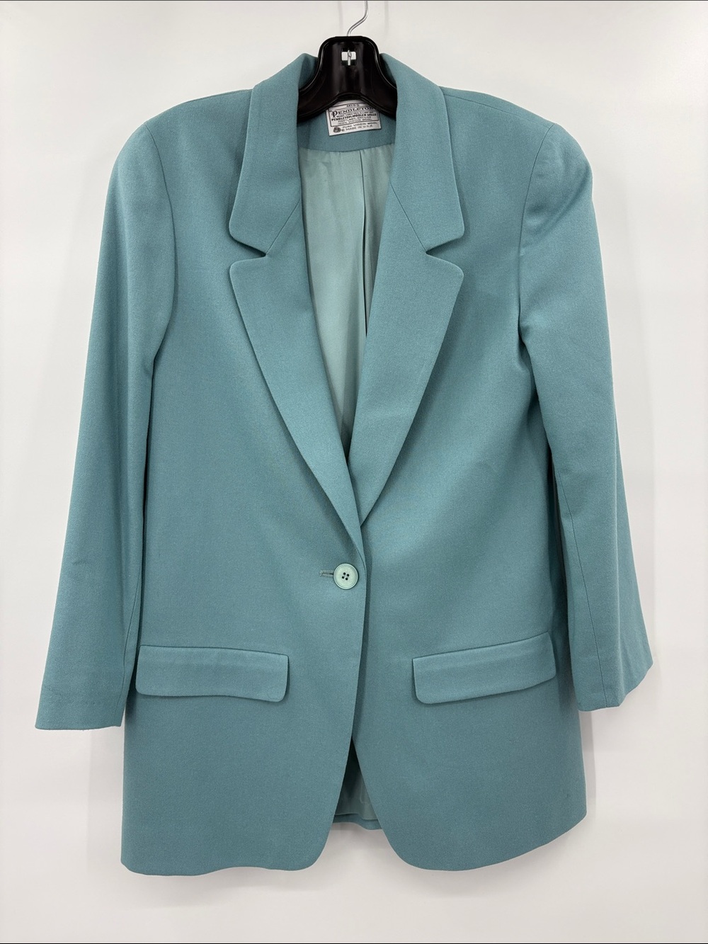 Pendleton %100 Virgin Wool Teal Green Single-Breasted Blazer Size 8